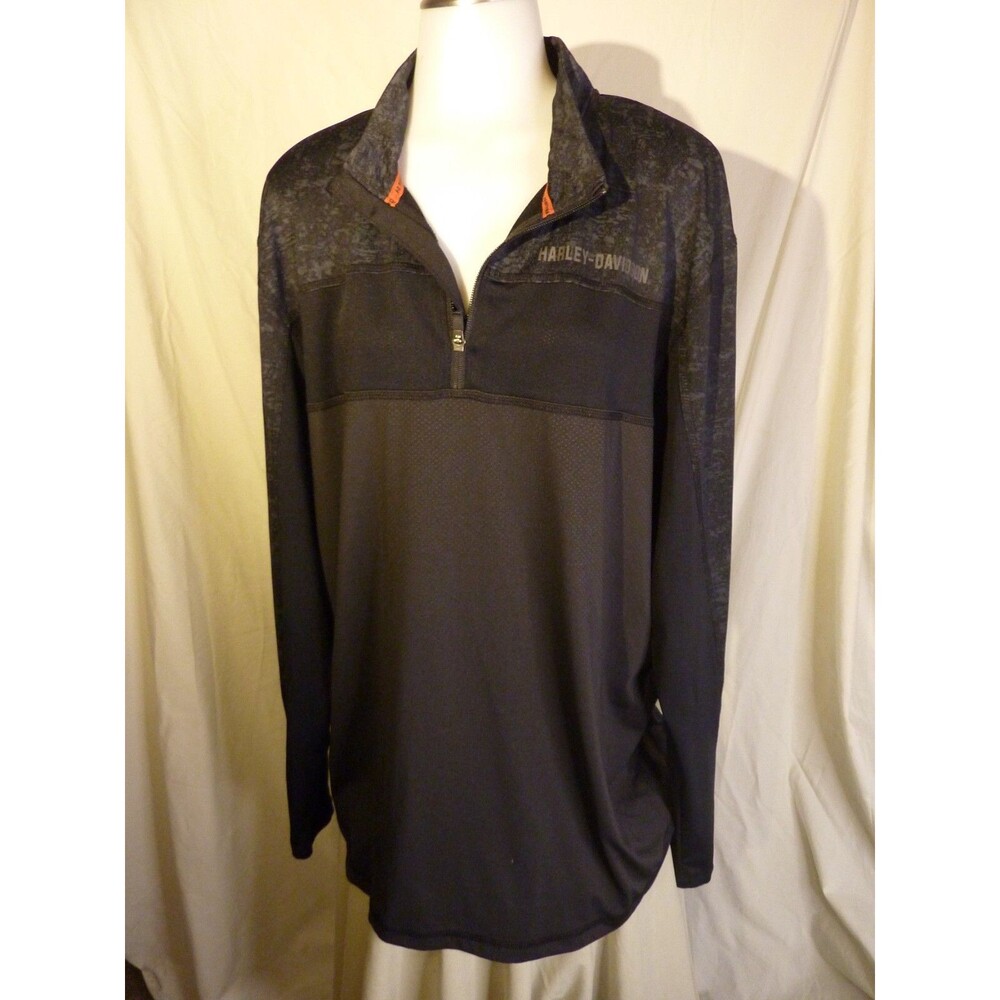 Harley-Davidson Men's Black Long Sleeve Light Weight Polyester-Spandex-Jersey XL
